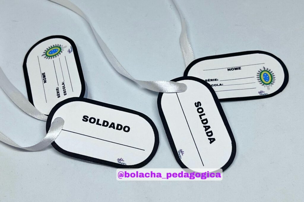 Plaquinhas de identificação dia do soldado