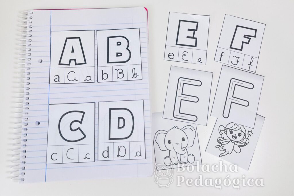 Alfabeto de caderno para colorir