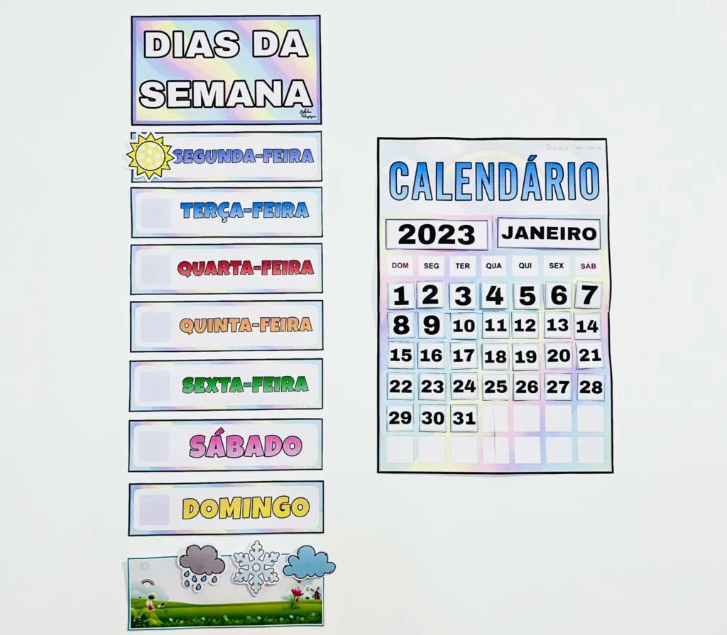Calendário Interativo e Dias da Semana