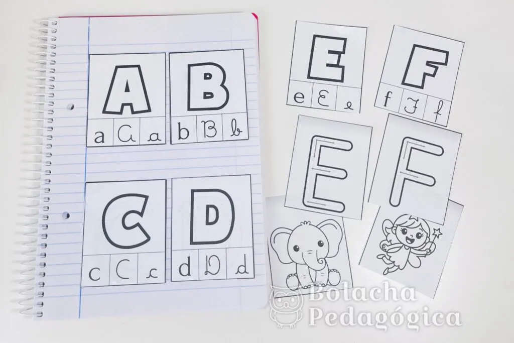 Alfabeto de caderno para colorir